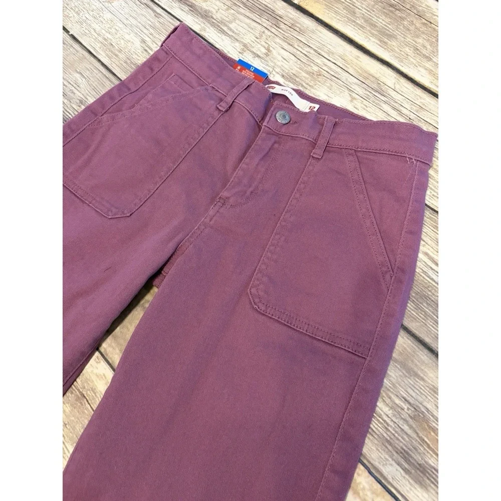 Levi's Wide Leg Pant Girls 12 Grape Nectar Purple Adjustable Waist NWT